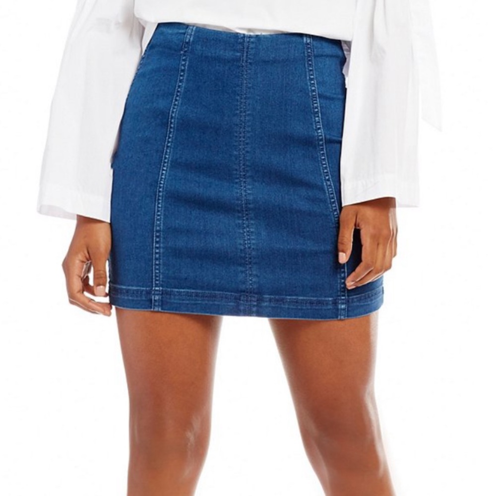 NEW: Free People Modern Femme Skirt Denim Blue